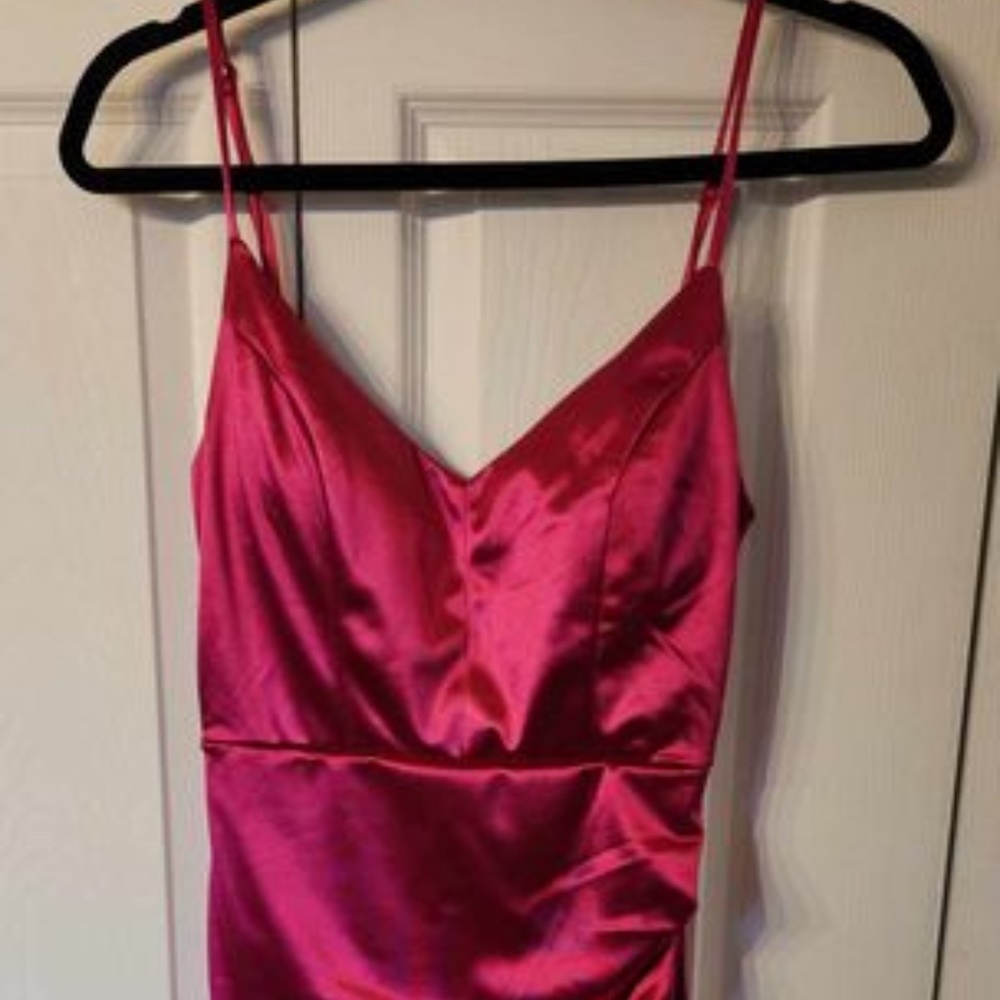 Hot Pink Satin Formal M dress